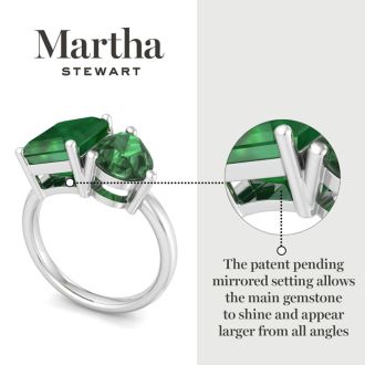 Martha Stewart 4 3/4 Carat Emerald Two Stone Ring In Sterling Silver