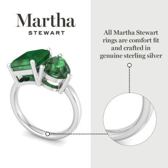 Martha Stewart 4 3/4 Carat Emerald Two Stone Ring In Sterling Silver