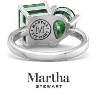 Martha Stewart 4 3/4 Carat Emerald Two Stone Ring In Sterling Silver