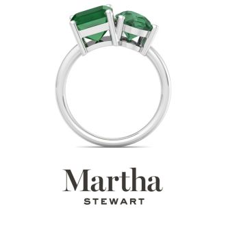 Martha Stewart 4 3/4 Carat Emerald Two Stone Ring In Sterling Silver