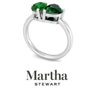 Martha Stewart 2 Carat Emerald Two Stone Ring In Sterling Silver