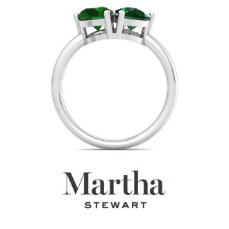 Martha Stewart 2 Carat Emerald Two Stone Ring In Sterling Silver