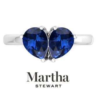 Martha Stewart 2 Carat Sapphire Two Stone Ring In Sterling Silver
