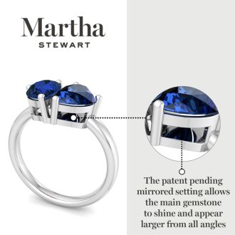 Martha Stewart 2 Carat Sapphire Two Stone Ring In Sterling Silver