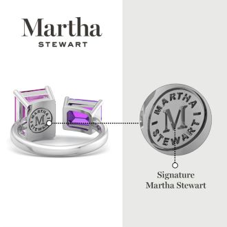 Martha Stewart 4 1/2 Carat Pink Sapphire and Amethyst Two Stone Ring In Sterling Silver