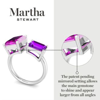 Martha Stewart 4 1/2 Carat Pink Sapphire and Amethyst Two Stone Ring In Sterling Silver