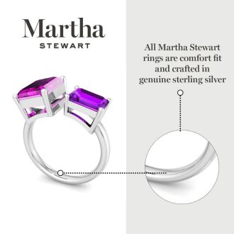 Martha Stewart 4 1/2 Carat Pink Sapphire and Amethyst Two Stone Ring In Sterling Silver