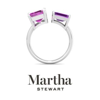 Martha Stewart 4 1/2 Carat Pink Sapphire and Amethyst Two Stone Ring In Sterling Silver