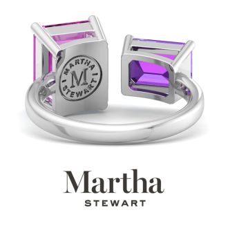 Martha Stewart 4 1/2 Carat Pink Sapphire and Amethyst Two Stone Ring In Sterling Silver