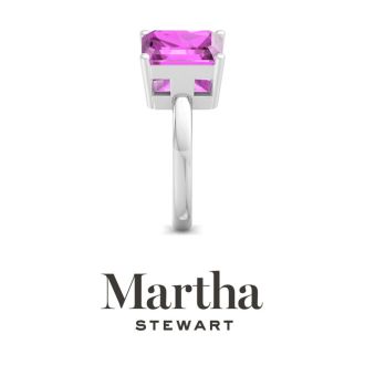 Martha Stewart 4 1/2 Carat Pink Sapphire and Amethyst Two Stone Ring In Sterling Silver