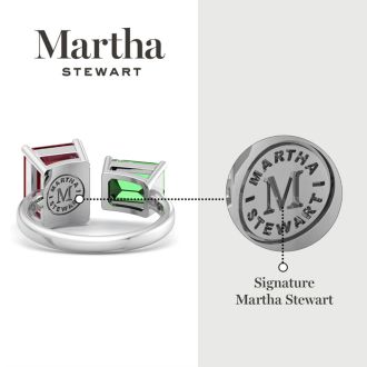 Martha Stewart 4 1/2 Carat Ruby and Emerald Two Stone Ring In Sterling Silver