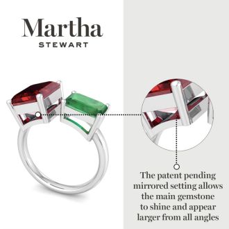 Martha Stewart 4 1/2 Carat Ruby and Emerald Two Stone Ring In Sterling Silver