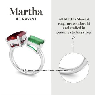 Martha Stewart 4 1/2 Carat Ruby and Emerald Two Stone Ring In Sterling Silver