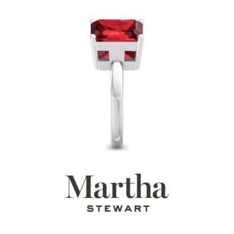 Martha Stewart 4 1/2 Carat Ruby and Emerald Two Stone Ring In Sterling Silver