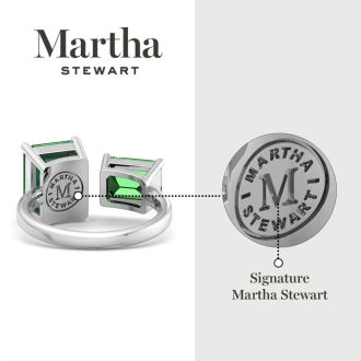 Martha Stewart 4 1/2 Carat Emerald Two Stone Ring In Sterling Silver