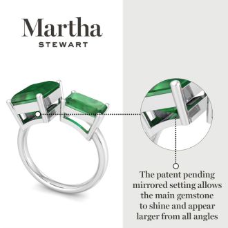 Martha Stewart 4 1/2 Carat Emerald Two Stone Ring In Sterling Silver