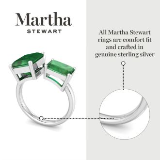Martha Stewart 4 1/2 Carat Emerald Two Stone Ring In Sterling Silver