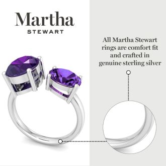 Martha Stewart 3 3/4 Carat Amethyst Two Stone Ring In Sterling Silver