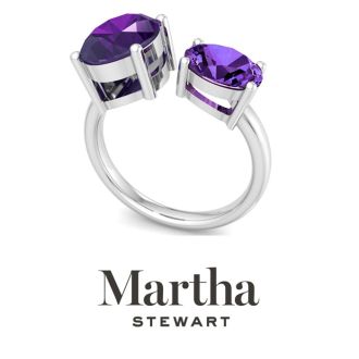 Martha Stewart 3 3/4 Carat Amethyst Two Stone Ring In Sterling Silver