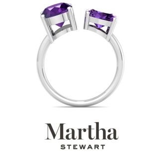 Martha Stewart 3 3/4 Carat Amethyst Two Stone Ring In Sterling Silver