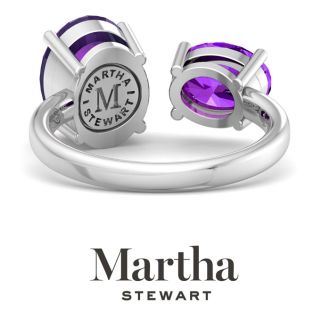 Martha Stewart 3 3/4 Carat Amethyst Two Stone Ring In Sterling Silver