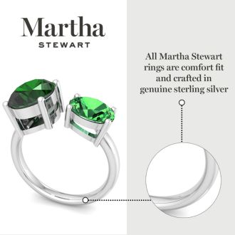 Martha Stewart 3 3/4 Carat Emerald Two Stone Ring In Sterling Silver