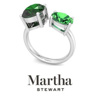 Martha Stewart 3 3/4 Carat Emerald Two Stone Ring In Sterling Silver