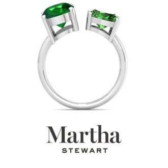 Martha Stewart 3 3/4 Carat Emerald Two Stone Ring In Sterling Silver