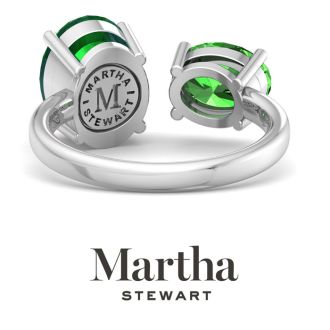 Martha Stewart 3 3/4 Carat Emerald Two Stone Ring In Sterling Silver