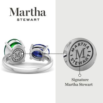 Martha Stewart 3 3/4 Carat Emerald and Sapphire Two Stone Ring In Sterling Silver
