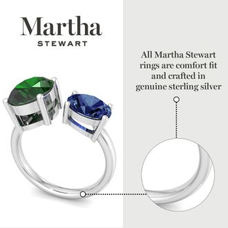 Martha Stewart 3 3/4 Carat Emerald and Sapphire Two Stone Ring In Sterling Silver