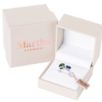 Martha Stewart 3 3/4 Carat Emerald and Sapphire Two Stone Ring In Sterling Silver
