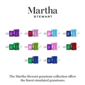 Martha Stewart 3 1/4 Carat Emerald and Ruby Two Stone Ring In Sterling Silver