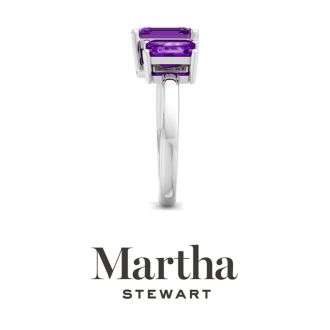 Martha Stewart 3 1/4 Carat Amethyst Two Stone Ring In Sterling Silver