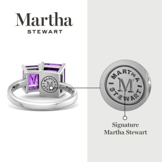 Martha Stewart 3 1/4 Carat Amethyst Two Stone Ring In Sterling Silver