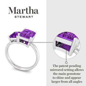 Martha Stewart 3 1/4 Carat Amethyst Two Stone Ring In Sterling Silver