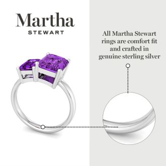 Martha Stewart 3 1/4 Carat Amethyst Two Stone Ring In Sterling Silver
