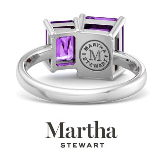 Martha Stewart 3 1/4 Carat Amethyst Two Stone Ring In Sterling Silver