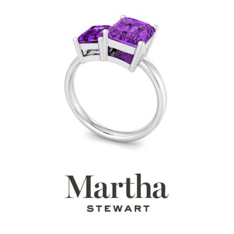 Martha Stewart 3 1/4 Carat Amethyst Two Stone Ring In Sterling Silver