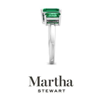 Martha Stewart 3 1/4 Carat Emerald Two Stone Ring In Sterling Silver