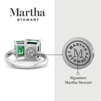 Martha Stewart 3 1/4 Carat Emerald Two Stone Ring In Sterling Silver