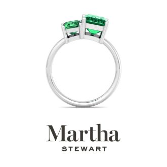 Martha Stewart 3 1/4 Carat Emerald Two Stone Ring In Sterling Silver