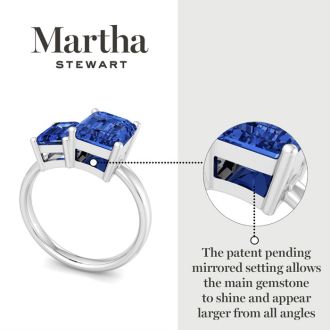 Martha Stewart 3 1/4 Carat Sapphire Two Stone Ring In Sterling Silver