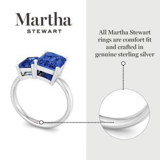 Martha Stewart 3 1/4 Carat Sapphire Two Stone Ring In Sterling Silver