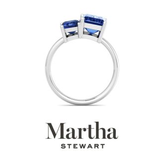 Martha Stewart 3 1/4 Carat Sapphire Two Stone Ring In Sterling Silver