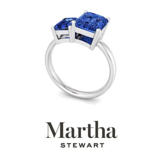 Martha Stewart 3 1/4 Carat Sapphire Two Stone Ring In Sterling Silver