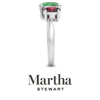 Martha Stewart 2 3/4 Carat Emerald and Ruby Two Stone Ring In Sterling Silver
