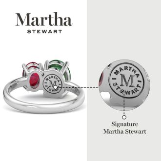 Martha Stewart 2 3/4 Carat Emerald and Ruby Two Stone Ring In Sterling Silver