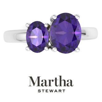 Martha Stewart 2 3/4 Carat Amethyst Two Stone Ring In Sterling Silver