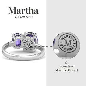 Martha Stewart 2 3/4 Carat Amethyst Two Stone Ring In Sterling Silver